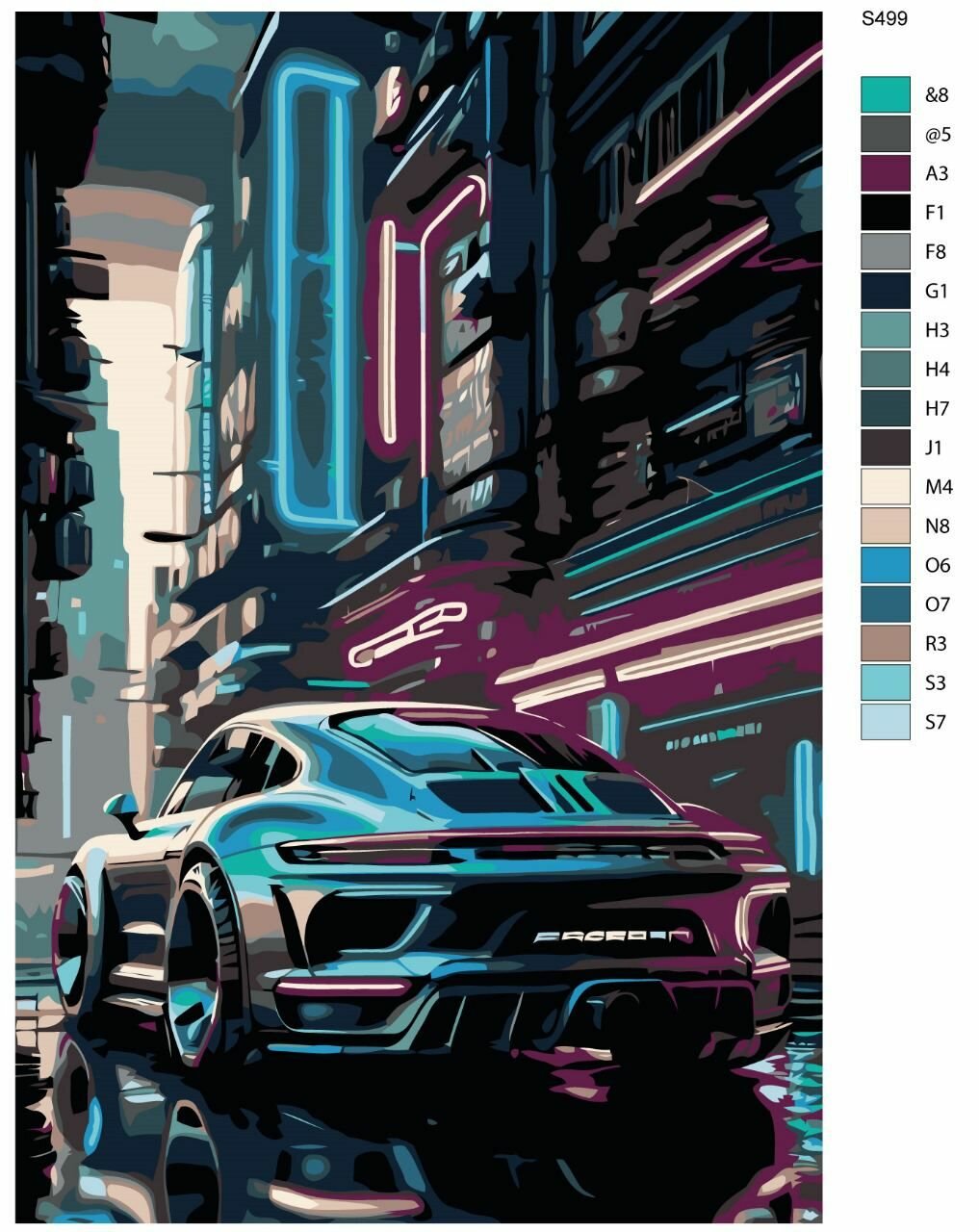 Картина по номерам S499 "Спортивные машины. Порше 911" 40x60 см
