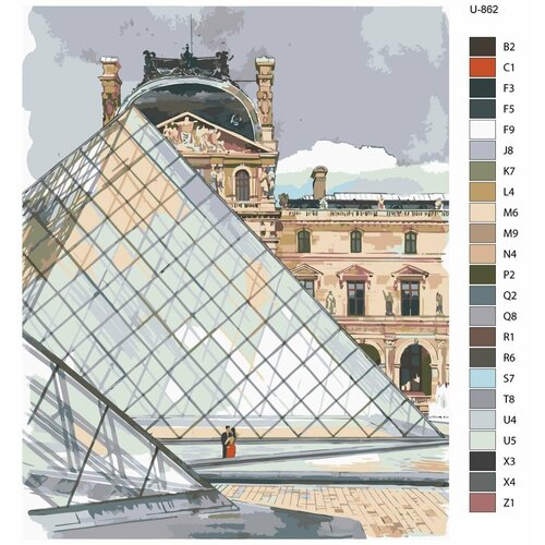 Картина по номерам U-862 Франция. Лувр - Музей в центре Парижа 40x50 см