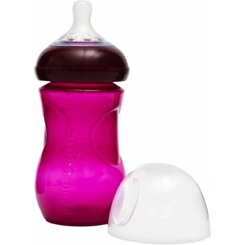 Бутылочка для кормления, Natural, поильник с силиконовой соской, непроливайка для малышей, 260 мл, +6мес, широкое горло 50мм, цвет розовый
