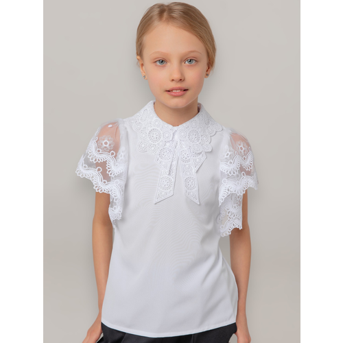 Школьная блуза GOJO, размер 84/164, белый блуза карамелли размер 164 84 синий