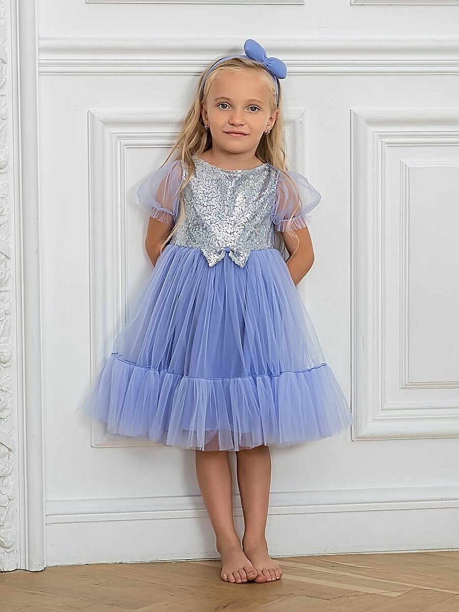 Платье TRENDYCO Kids На праздник и каждый день, размер 74, голубой