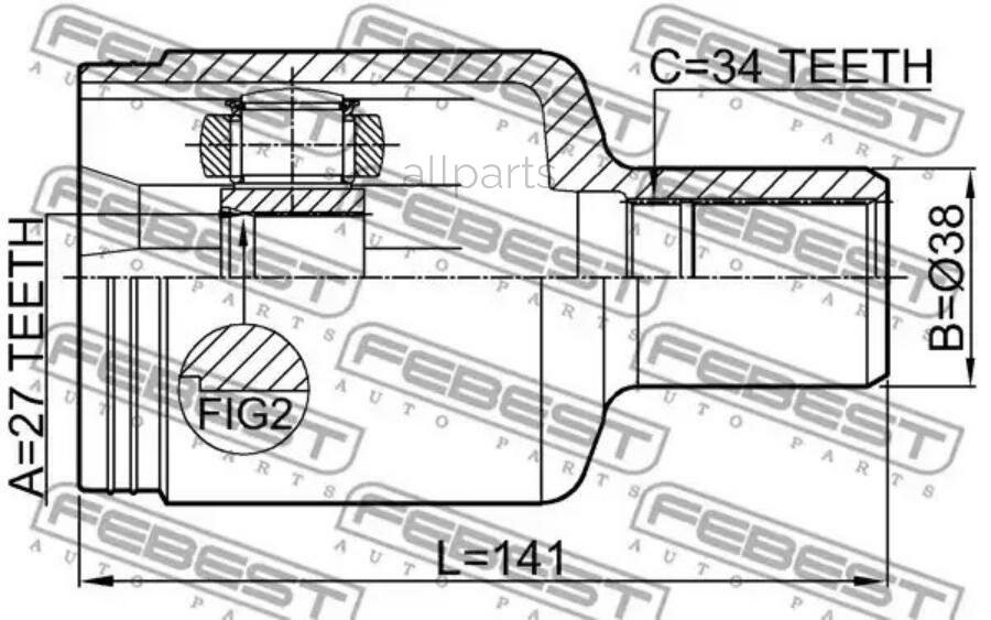 FEBEST 1611-221FLH ШРУС MERCEDES-BENZ E-CLASS 212 4 MATIC/S-CLASS 221 4 MATIC внут. лев.