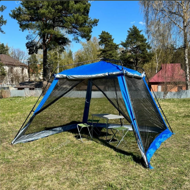 Кемпинговый шатер-палатка 5-местный / Туристический тент с москитной сеткой / Палатка-тент садовый / 320х320х230 см