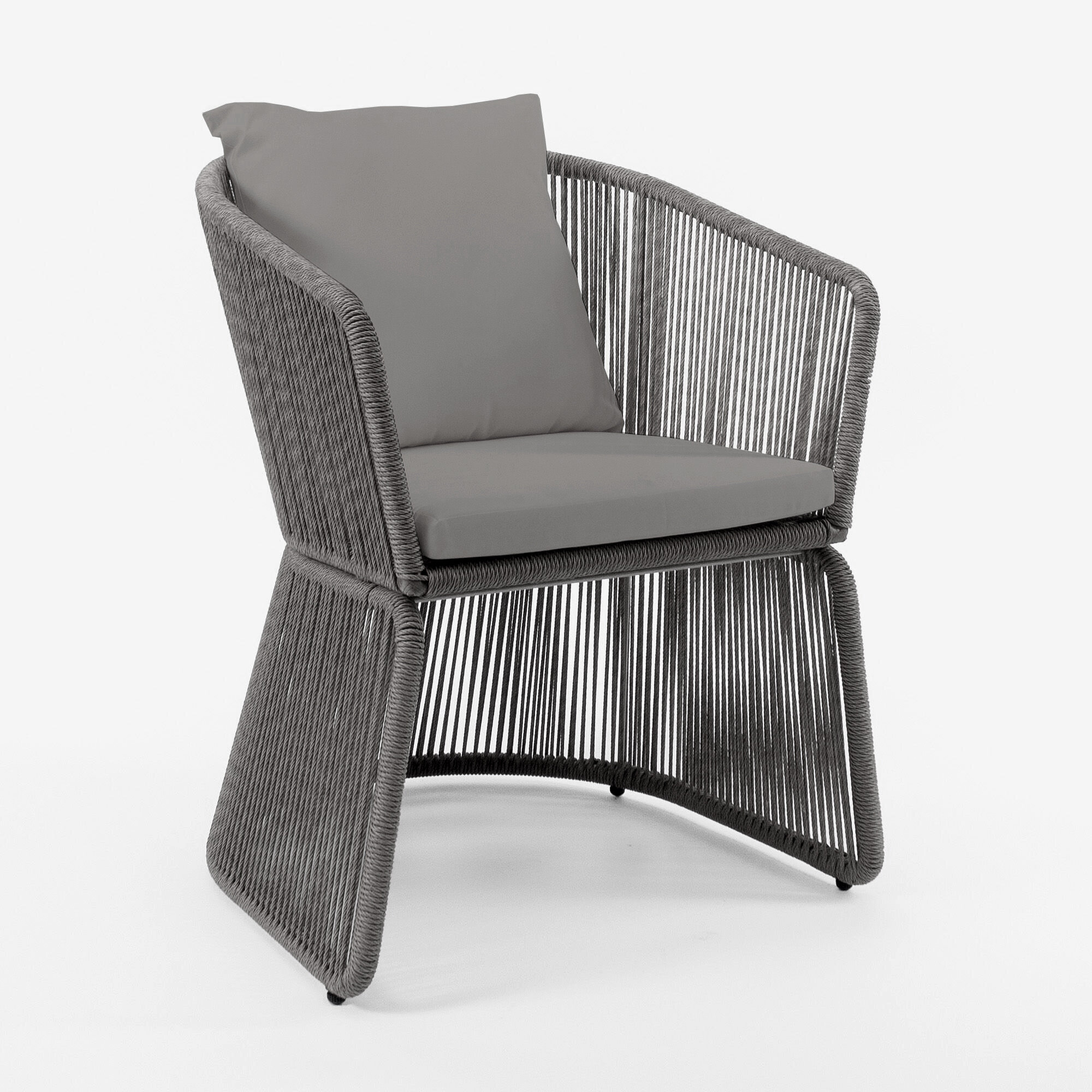 Кресло Сен-Тропе плетеное серое подушка серая для дома/для гостиной/для столовой/для кафе/кухонный стул/стул кухонный