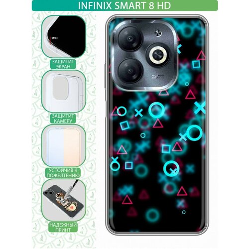 Дизайнерский силиконовый чехол для Инфиникс Смарт 8 ХД / Infinix Smart 8 HD Игровые кнопки обои дизайнерский силиконовый чехол для инфиникс смарт 8 хд infinix smart 8 hd тетрис красный