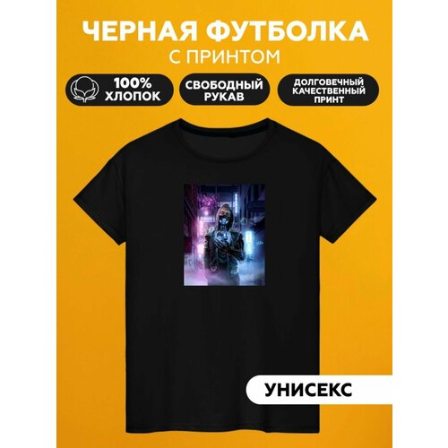 Футболка киберпанк cyberpunk 2077 парень, размер M, черный