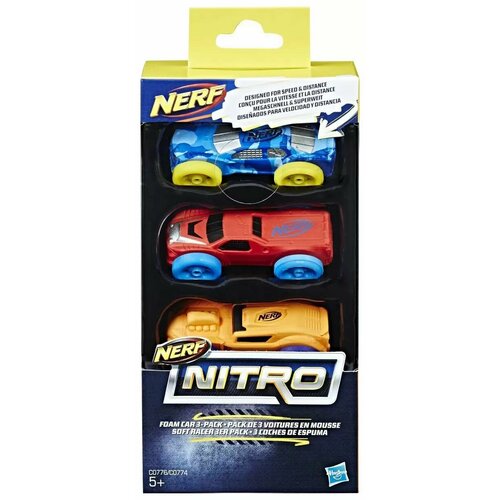 Hasbro - Nerf Nitro машинки 3 шт, №3 синяя/красная/оранжевая rs210407 игрушка набор мини бластеров mbs 01 reysar rs210407