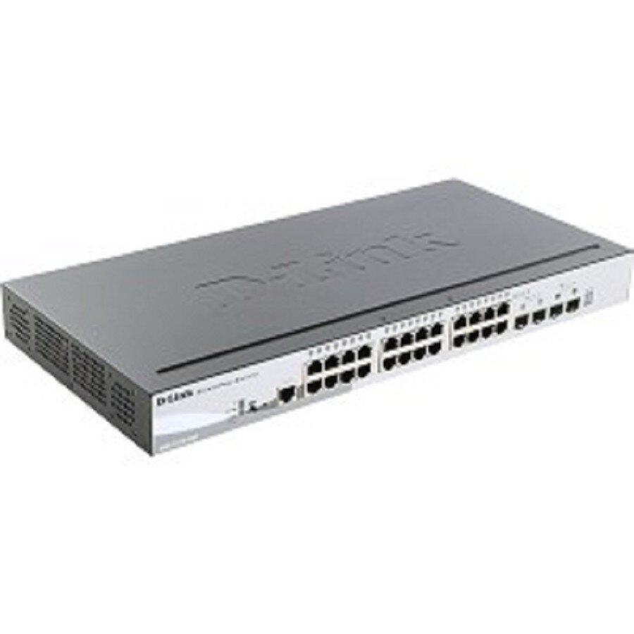 D-Link SMB Сетевое оборудование D-Link DGS-1510-28XMP/A1A PROJ Настраиваемый L2+ стекируемый коммутатор с 24 портами 10/100/1000Base-T и 4 портами 10GBase-X SFP+ (24 порта PoE 802.3af/at, PoE-бюджет 370 Вт)