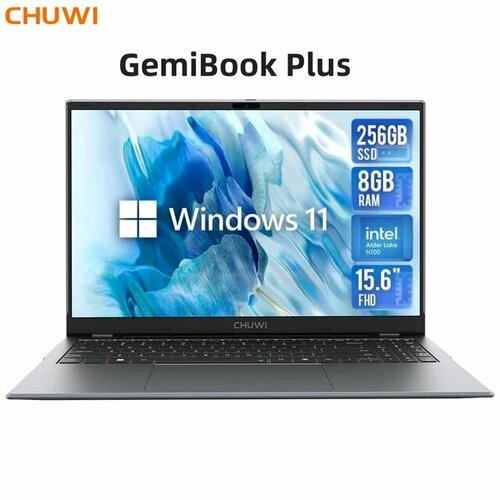 Ноутбук CHUWI GemiBook Plus, 8 ГБ LPDDR5 256 ГБ SSD Intel Alder Lake N100 15,6 дюймов FHD 1920*1080 WiFi 6 Windows 11 новый настольный мини пк intel alder lake n100 12 го поколения на windows 11 pro lpddr5 8 гб 128 гб 256 гб ssd wifi bt4 2 1000m lan