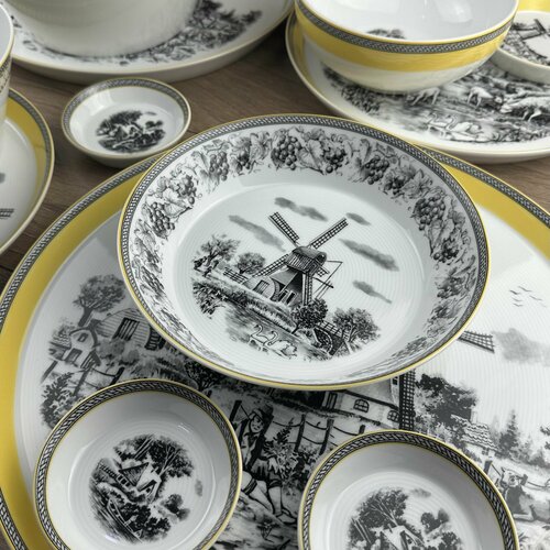 Набор из фарфоровых 6 суповых мисок-тарелок 19 см Вилладж FS 4212₽