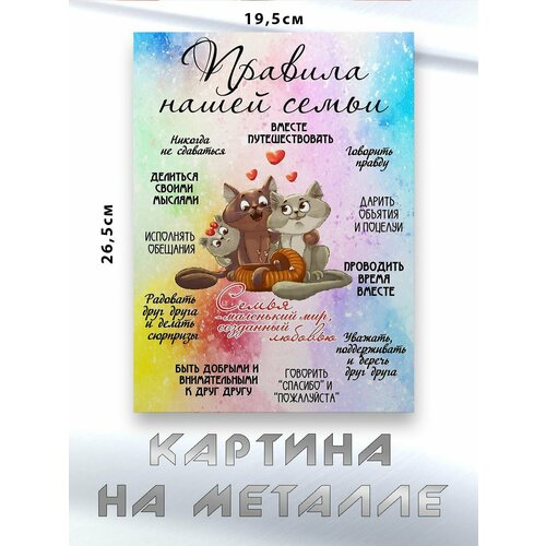 Картина для интерьера на стену с принтом Правила Нашей Семьи картина на металле 750₽