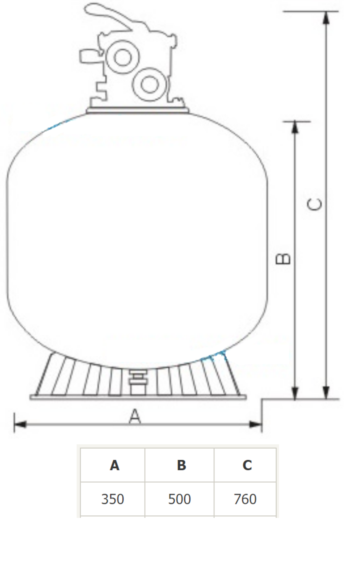 Фильтр песочный Jazzi Pool T-350 (350 мм, 5 м3/ч, с 6-п вентилем 1 1/2"), стекловолокно - фотография № 4