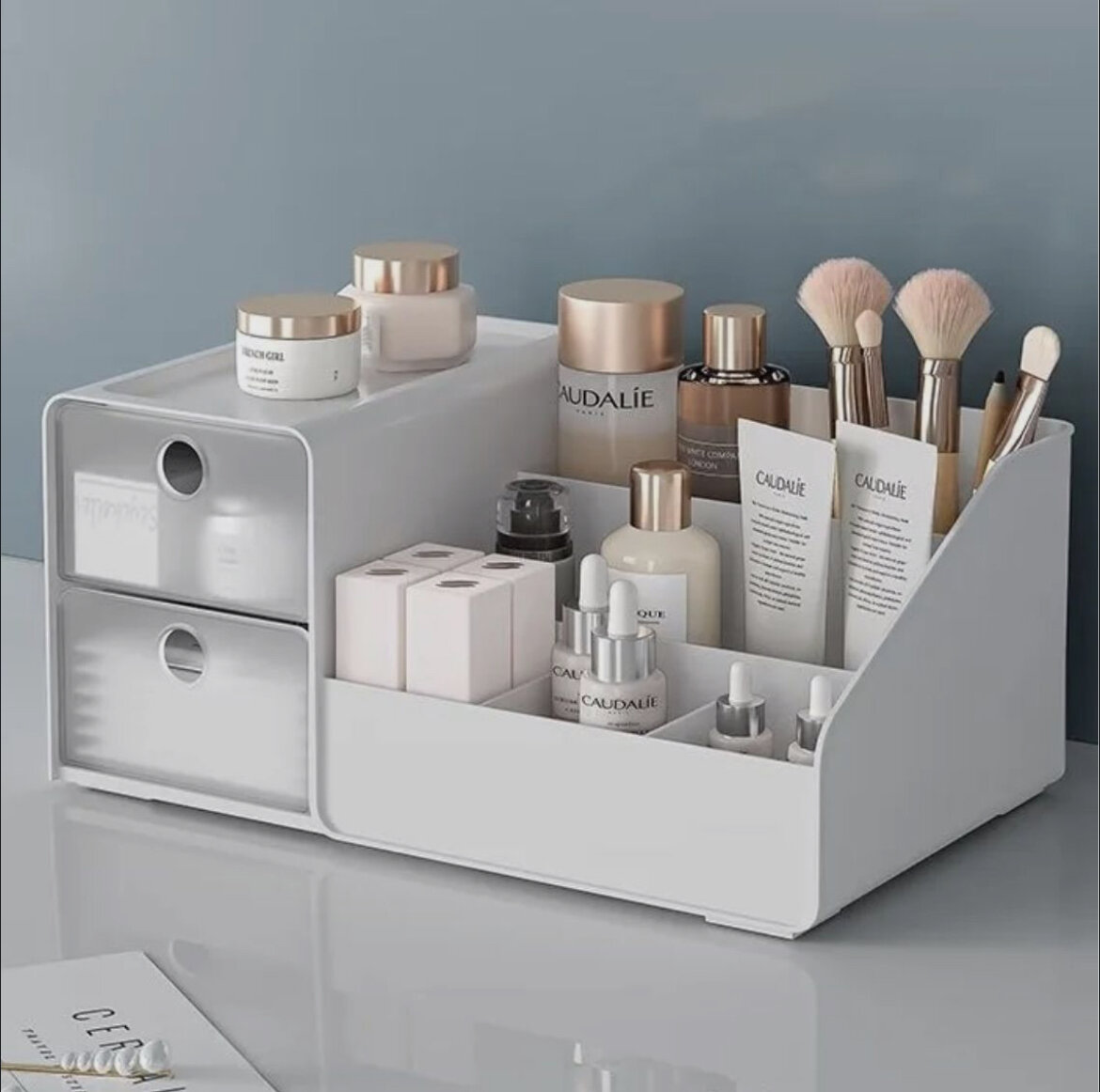 фото Органайзер для косметики, кистей, ватных дисков и палочек; контейнер для косметики, канцелярии