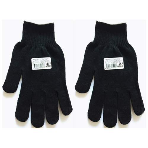 Перчатки Ladoni, черные, двойные, размер 10, класс 10, зимние, 2 шт