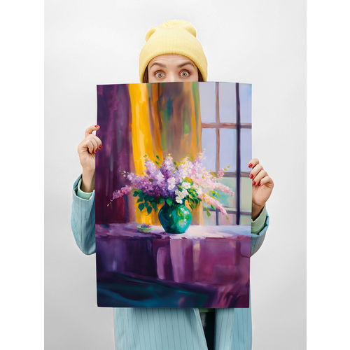 Картина для интерьера на стену на холсте 40х50 см Сирень в вазе 450₽