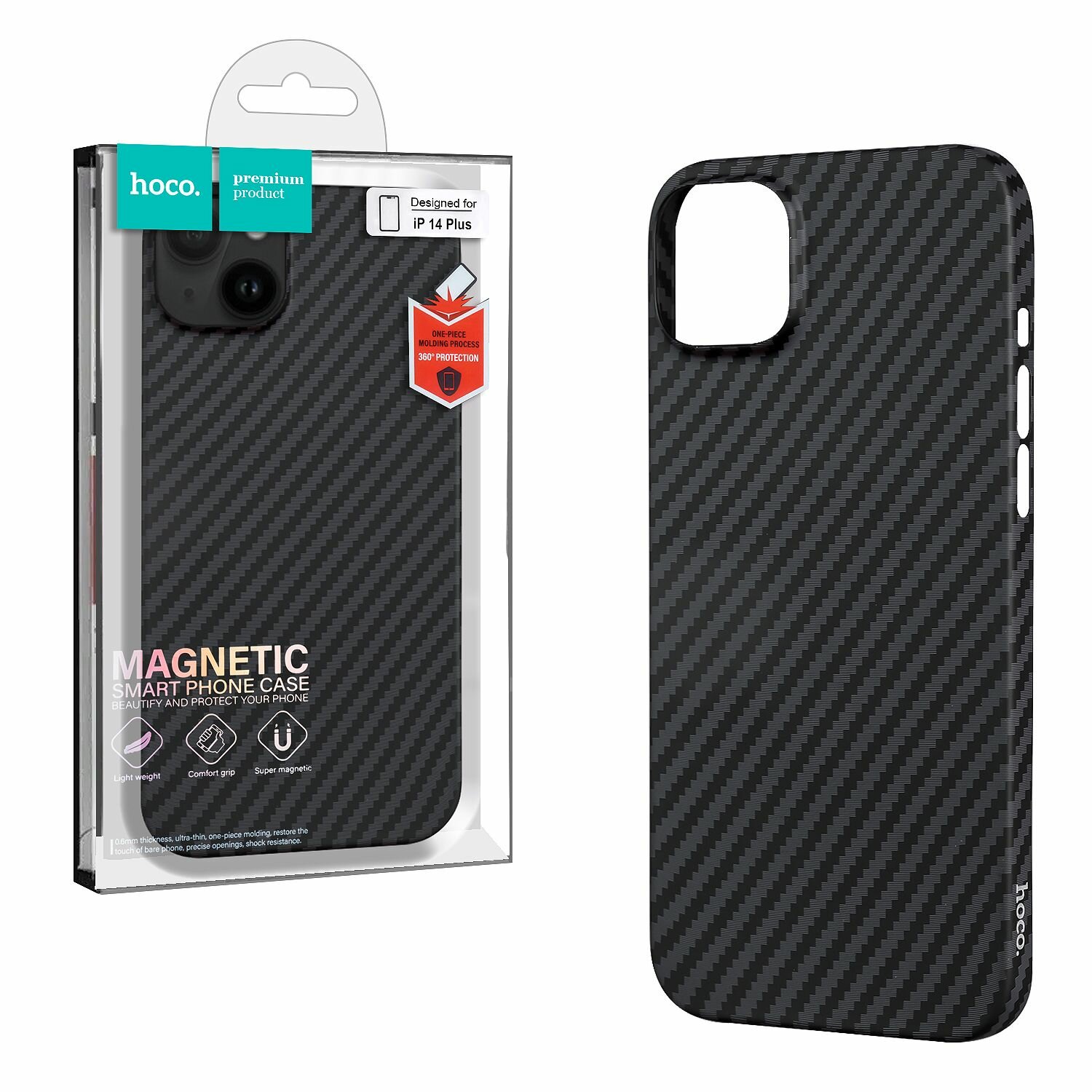 Чехол для iPhone 14 Plus (6.7) Hoco Carbon Ultra-Thin MagSafe Black