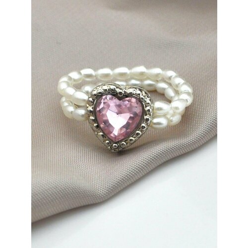 Кольцо, кристалл, розовый, серебряный