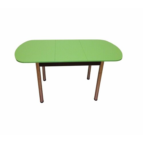 Стол обеденный раздвижной (110/150х70х78 см) МДФ Зеленое яблоко/Венге, ножки прямые хром