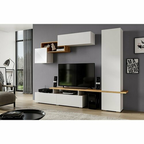 Стенка SkyFree НМ-001 - Белый ГладкийДуб Крафт золотойБелый глянец 18090₽
