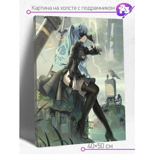 Картина на холсте на подрамнике 40х50 см Храмы церкви мечети NieR Automata игра Нир Автоматы девушка аниме арт 6287 1490₽