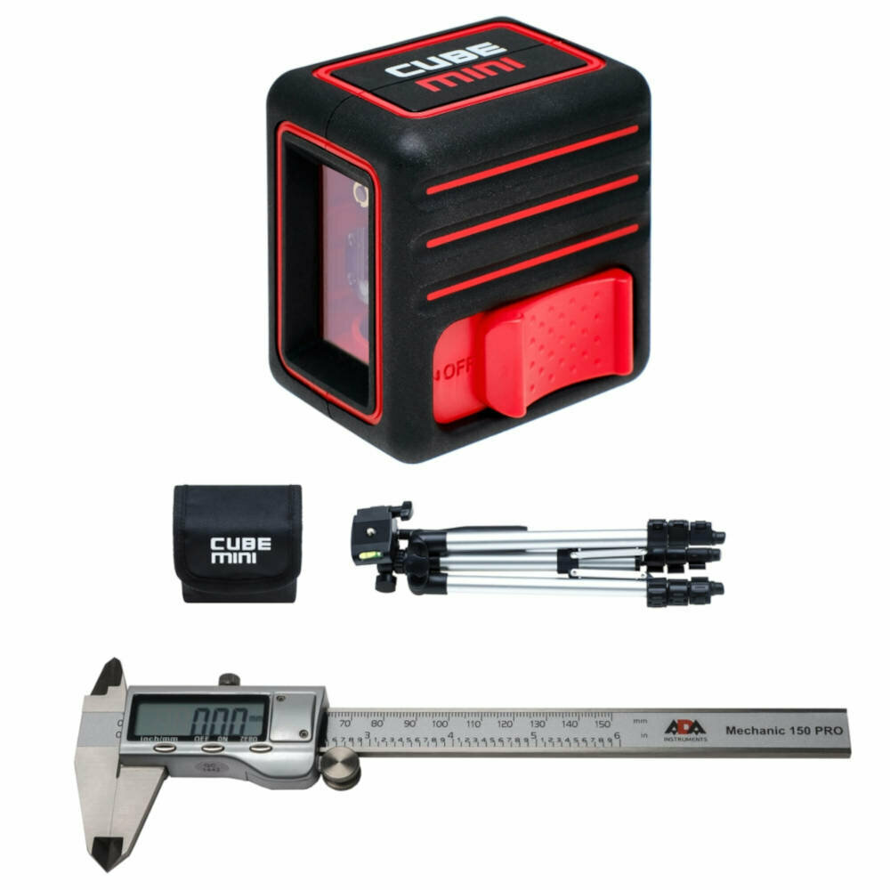 фото Новогодний комплект Лазерный уровень ADA CUBE MINI Professional Edition + Штангенциркуль цифровой ADA Mechanic 150 PRO