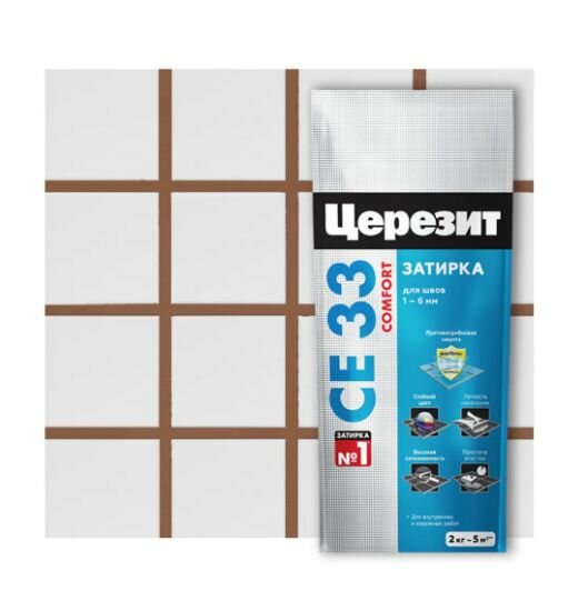 Затирка цементная Церезит CE 33 Comfort цвет светло-коричневый 2 кг