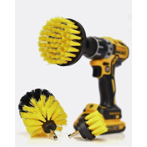 Набор 3 щетки насадки для шуруповерта или дрели для быстрой чистки и мойки поверхностей комплект