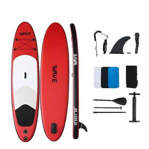 SUP-доска WAVE для серфинга и сап-бординга, 10'5"х31"х6", полный комплект белый, красный, белый