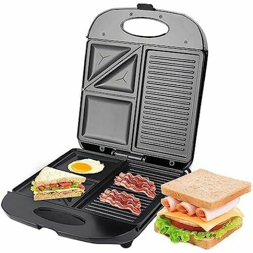 Вафельница Сэндвичница 3 в 1 вафельница мощностью 1400 Вт контактный гриль можно мыть в посудомоечной машине пластины с антипригарным покрытием без BPA чернаянержавеющая сталь 1544800₽