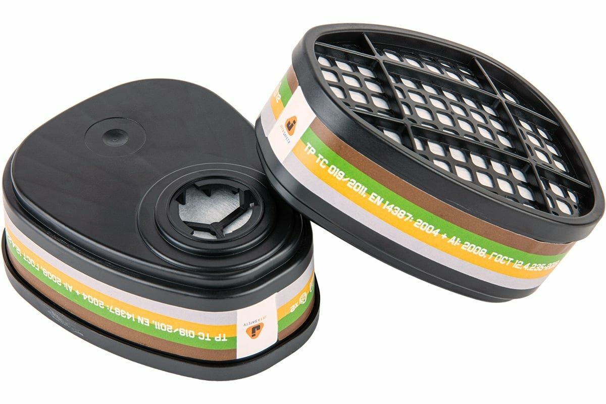 Jeta Safety Фильтр противогазовый для защиты от органических, неорганических, кислых газов и аммиака класса АВЕК2, в упаковке 2 шт 6641