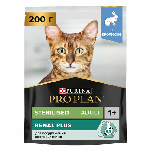 Сухой корм Pro Plan® для взрослых стерилизованных кошек и кастрированных котов старше 1 года, с кроликом, Пакет, 200 г