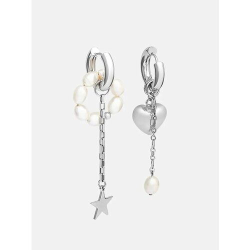 Серьги-трансформеры Pinkcode studio, жемчуг пресноводный, жемчуг пресноводный культивированный, жемчуг культивированный, серебристый