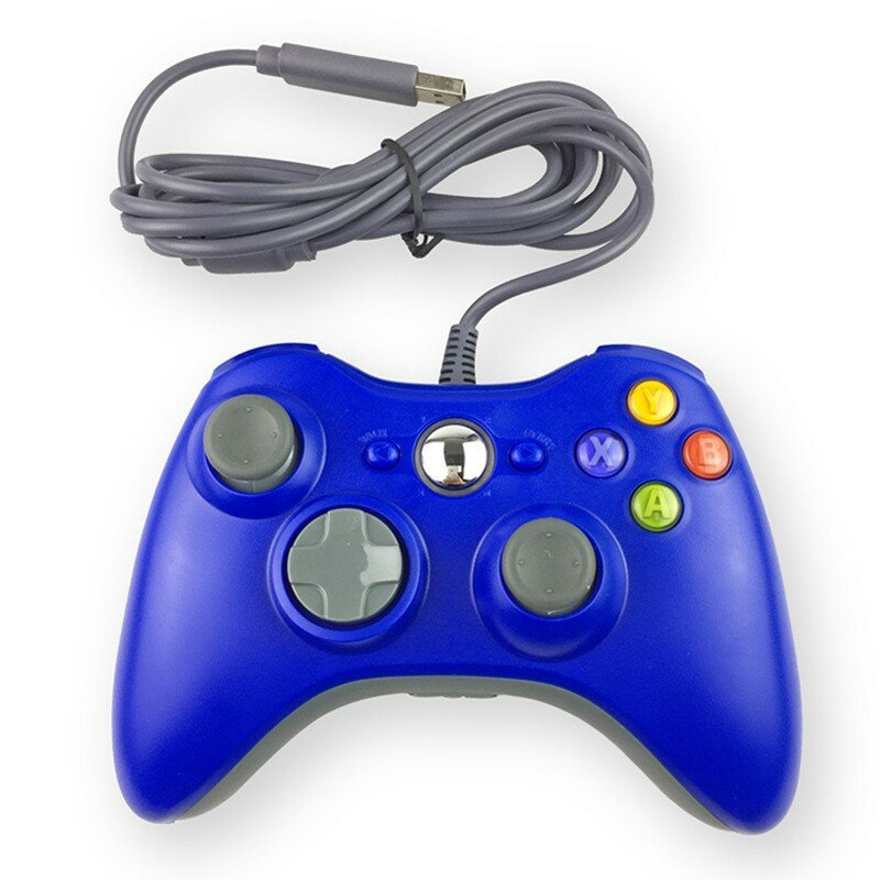 фото Геймпад XBOX360 с двойной вибрацией, совместимый с PC, 360, TVbox и Android TV, Bluetooth, проводной, цвет синий (в упаковке)