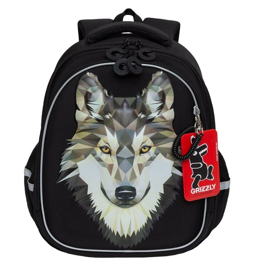 фото Ранец школьный формованный GRIZZLY с анатомической спинкой, картхолдером, на ножках, для мальчика RAz-087-3n/1
