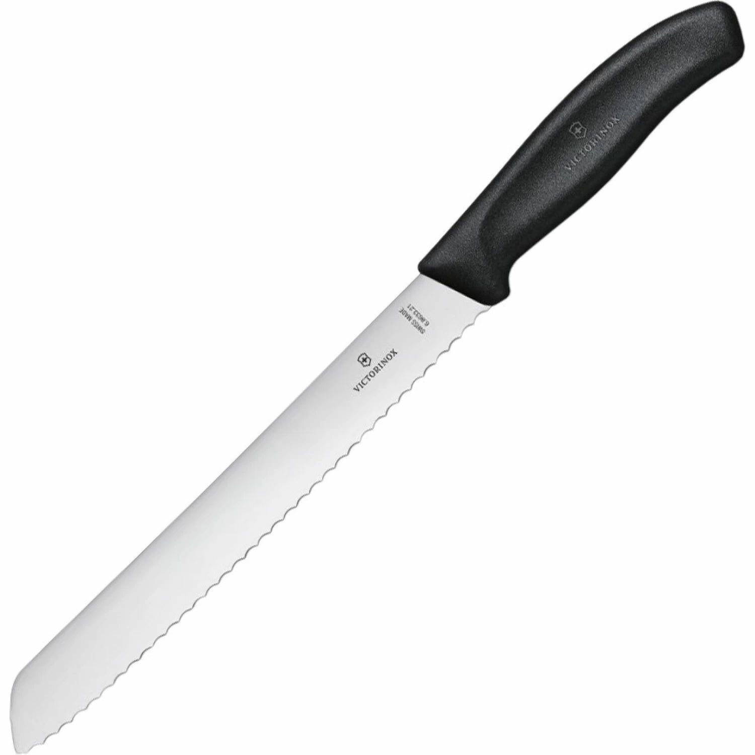 Нож кухонный Victorinox для хлеба лезвие 21 см волнистое черный в блистере 6.8633.21B