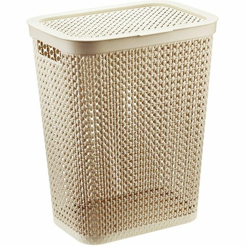 Корзина для белья 35 л 38х28х48см пластик (пирула латте) бежевый, коричневый, белый