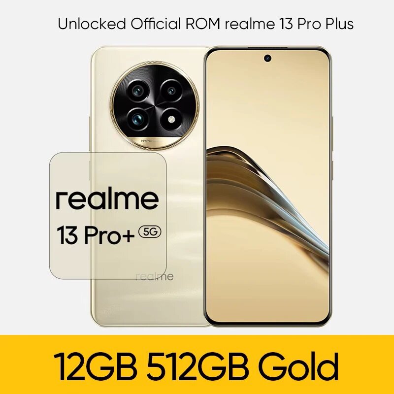 Официальный смартфон ROM Realme 13 Pro Plus 5G Snapdragon 7s Gen 2 Realme 13 Pro+ Камера 50 МП 5200 мАч 80 Вт Аккумулятор OTG NFC OTA, 12GB 512GB Gold, Standard Package