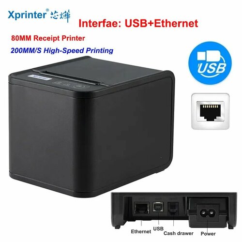 Xprinter Термальный принтер чеков 80 мм 80T USB and LAN вилка ЕС 4226₽