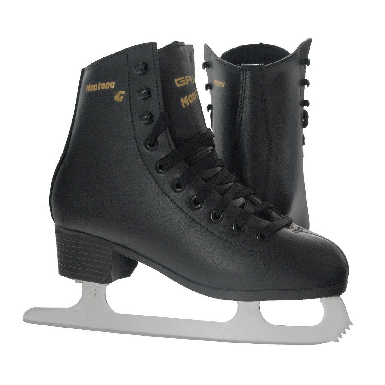 Детские фигурные коньки Graf "Montana Jr", лезвие с зубцами - Black р. 28