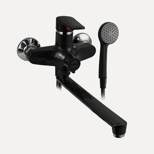 Изображение товара Смеситель для ванной BRIMIX 561 длинный излив, шаровый, из высокопрочного пластика АБС, черного цвета