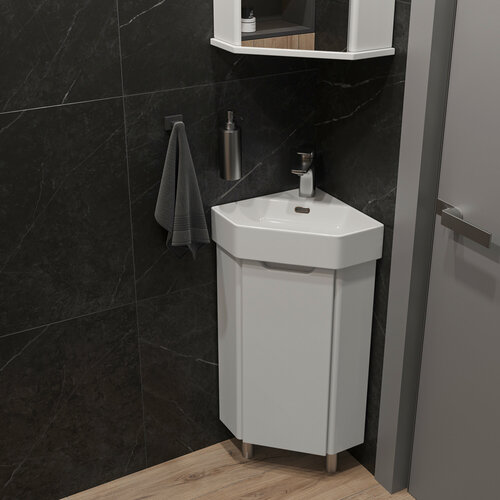 Изображение товара Тумба напольная угловая SanStar Лайн Без раковины для ванной комнаты, белая