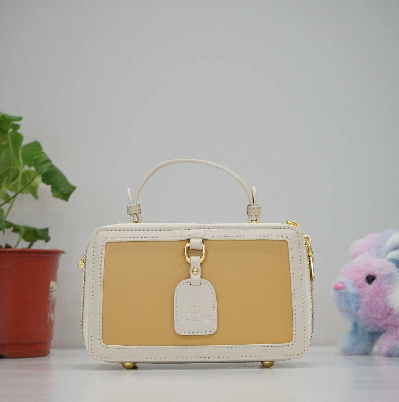 Комплект сумок багет , фактура гладкая, лаковая, желтый/белый