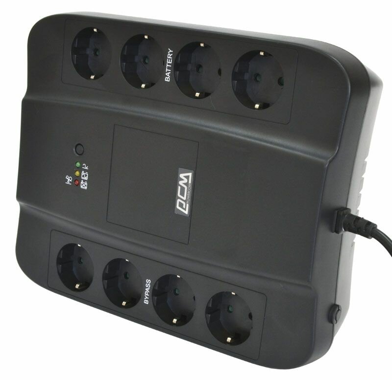 Источник бесперебойного питания Powercom Spider SPD-1000N, резервный, 550Вт, 8 розеток, USB, защита от перегрузки — фото 1