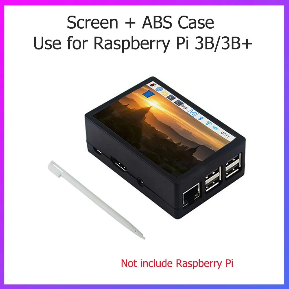 Raspberry Pi 3.5 Сенсорный экран 480*320 ЖК-дисплей TFT Дополнительный охлаждающий вентилятор корпуса из АБС-пластика для Raspberry Pi 4 Model B или 3B+ 3B, 3B ABS Case