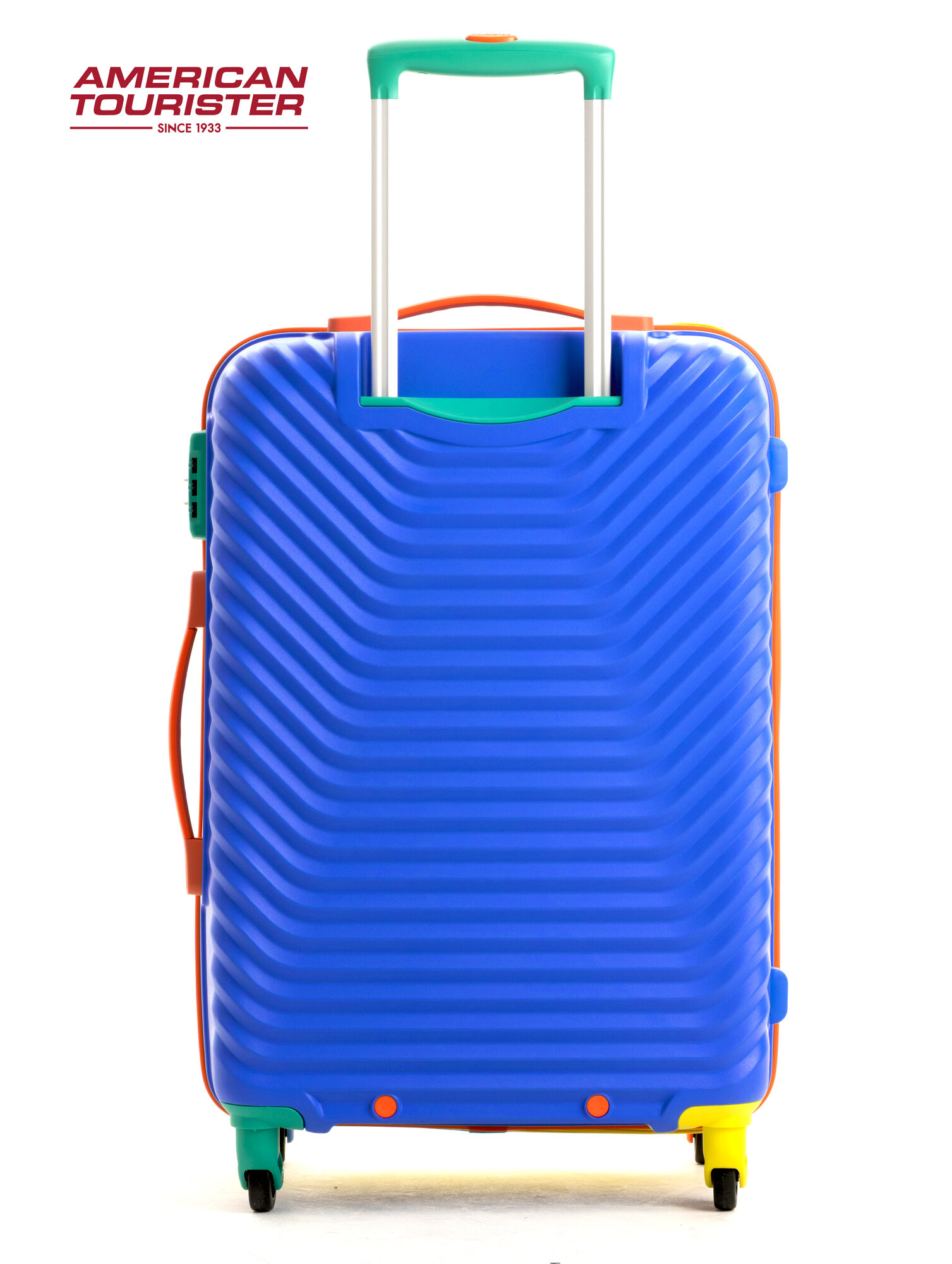 Чемодан American Tourister, 82 л, размер M, желтый, синий — фото 1