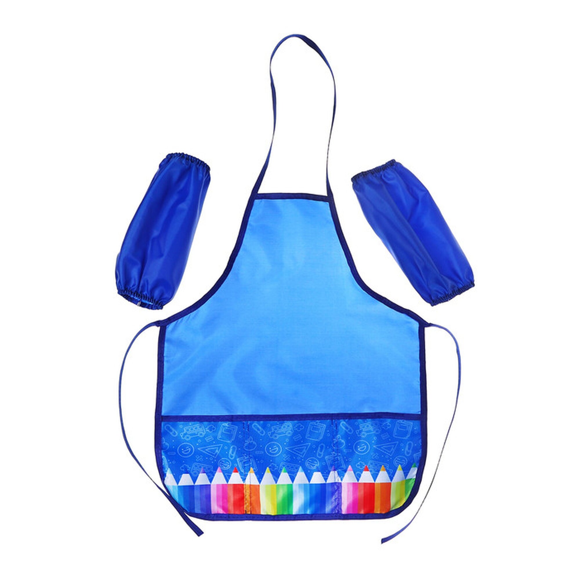 Фартук для труда + нарукавники 550 х 440/250 х 160 мм размер M (рост 122-158) Calligrata "Карандаши" синий