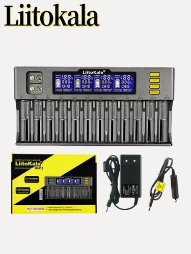 Изображение товара Лиитокала Lii-S12 +CAR зарядное устройство Smart Charger 3.7V 26650 18350 21700 18500 1.2V AA