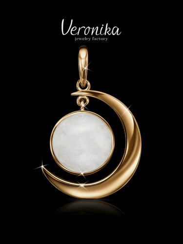 Изображение товара Подвеска, серебро, 925 проба, золочение, лунный камень