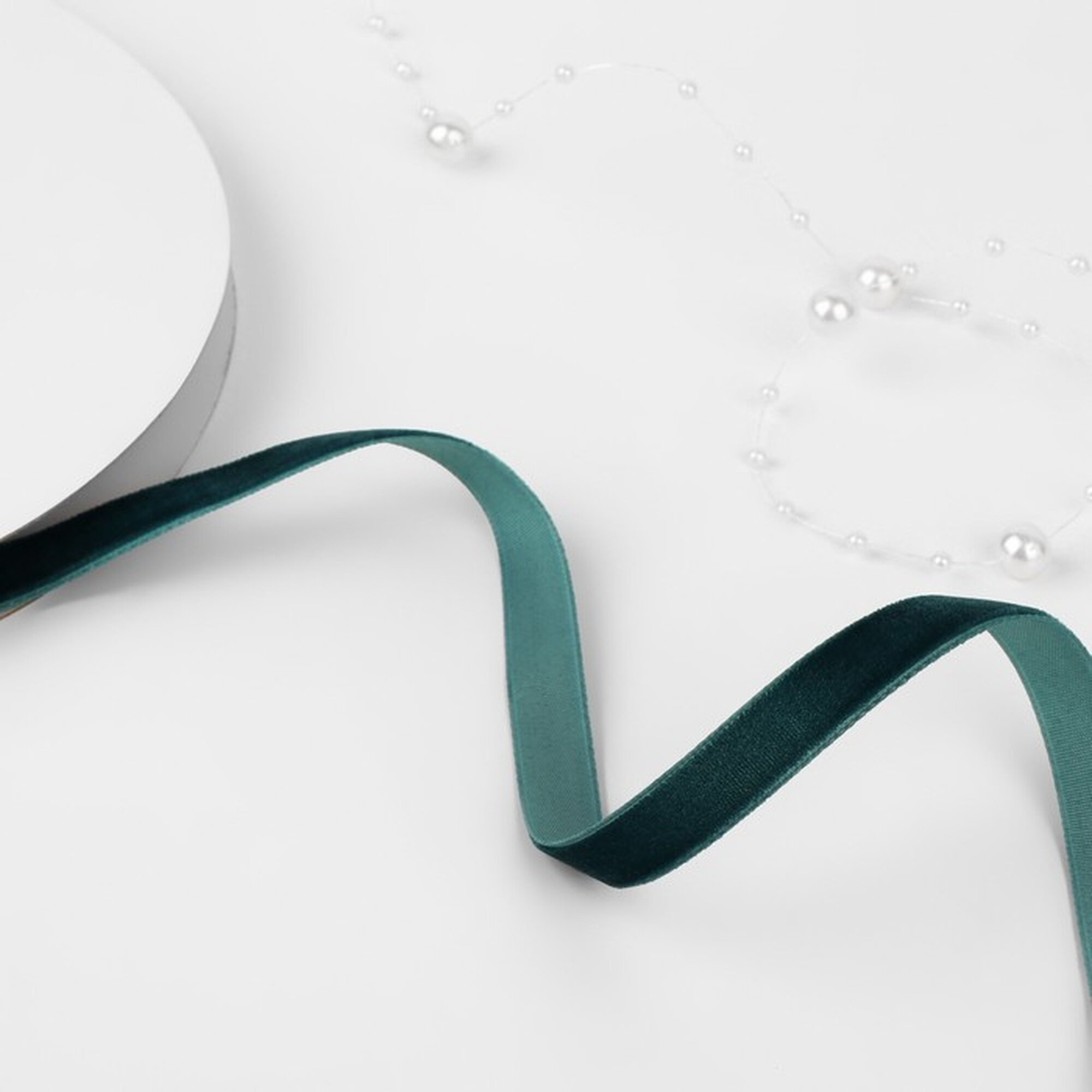 Лента бархатная Арт Узор полиэстер пришивная зеленая №34 10мм 18м