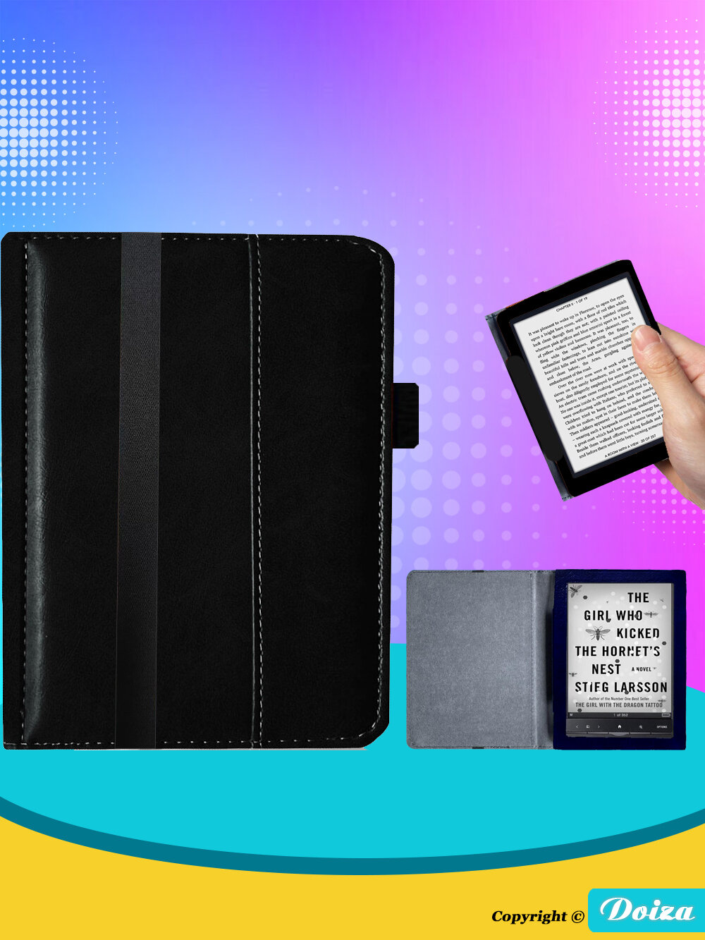 Противоударный Чехол-обложка для электронной книги Sony PRS-600 / Универсальный Чехол книжка для Sony PRS-600 / экокожа , черный